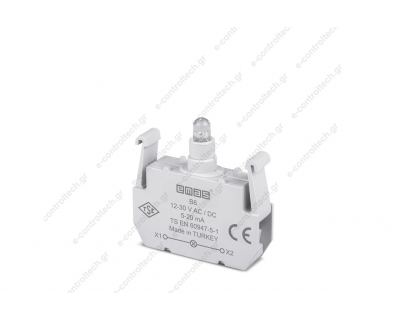 Βάση+ λυχνία κόκκινη 12-30 V AC/DC, για μπουτόν EMAS B6